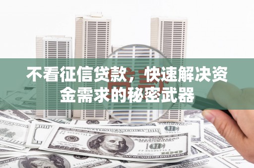 西峰不看征信贷款，快速解决资金需求的秘密武器