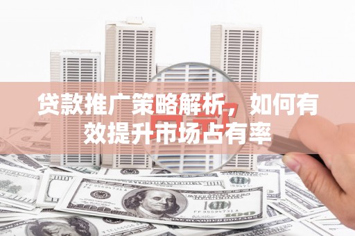 西峰贷款推广策略解析，如何有效提升市场占有率
