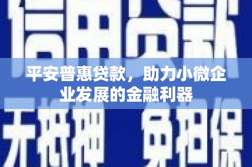 西峰平安普惠贷款，助力小微企业发展的金融利器