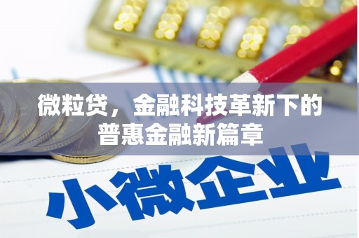 西峰微粒贷，金融科技革新下的普惠金融新篇章