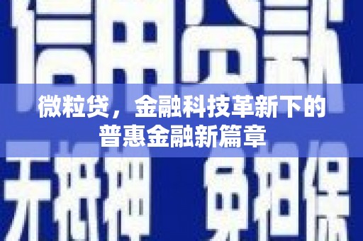 西峰微粒贷，金融科技革新下的普惠金融新篇章